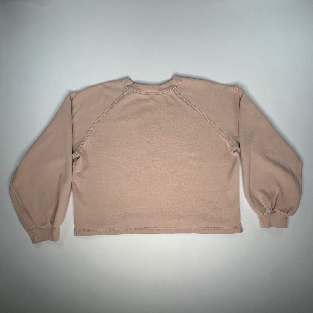 Abercrombie & Fitch Cropped Sweatshirt Balloon Sleeve Pink Small - Picture 4 of 10